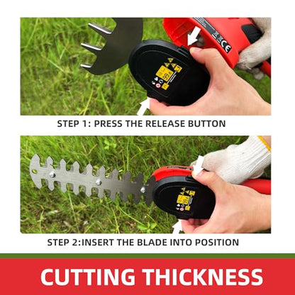 Cordless Grass Shear & Shrubbery Trimmer 2 in 1 Handheld Electric Grass Trimmer Hedge Shears/Grass Cutter