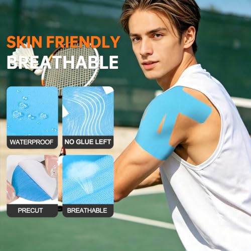 Precut Kinesiology Tape for Shoulder, 10 Pcs, Blue - color: Blue, size: 10 Pcs