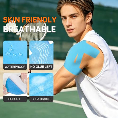 Precut Kinesiology Tape for Shoulder, 10 Pcs, Blue - color: Blue, size: 10 Pcs