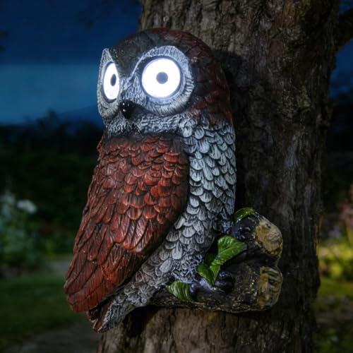 Sheaifun Owl Garden Statue Owl Solar Lights Outdoor Garden Resin Yard Outdoor Hanging Decor for Outside Gardening Housewarming Gifts for Women 5.5x2.5x7.5 Inch - style: Owl