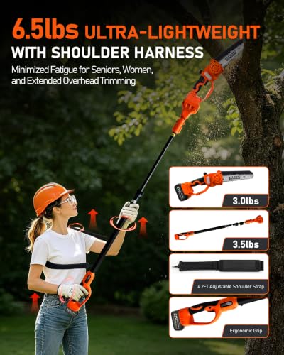 VANKERY Electric Pole Saws for Tree Trimming, 8-Inch Cordless Pole Saw