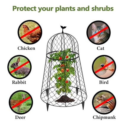 10 Packs Garden Cloches for Plants, Plant Protectors from Animals, Chicken Wire Cloche, Plant Cloche and Cage, Protection for Your Plants and Seedlings, 13" D x 20" H - Black - size: 10pcs - 20" High