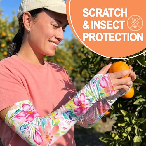 Evridwear Gardening Sleeves,UV Protection Cooling Arm Sleeve Women Men - color: Spring Floral, size: Small-Medium