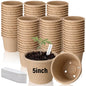 60 Pack 5" Biodegradable Peat Pots, Seed Starter with Drainage