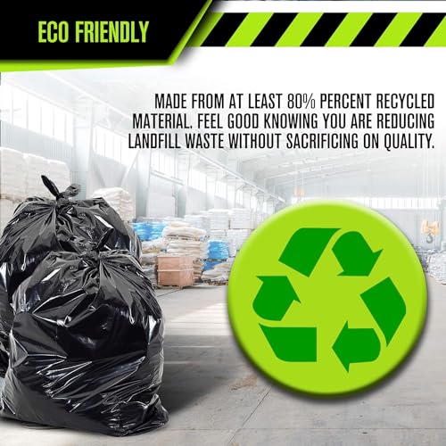 Aluf Plastics RCT-33XXX Heavy Duty 33 Gallon Trash Bags (Huge 100 Ct. /w Flap Ties) - 2 MIL equiv. Thick Gauge Large Black Plastic Garbage Liners for Kitchen, Home. Outdoor, Lawn, Yard, Contractors, Brute/Rubbermaid cans - style: 33 Gal, 2 Mil Equiv, 100