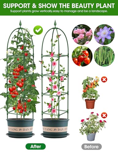 Trellis for Climbing Plants Outdoor, 6FT Garden Obelisk Rustproof PE Coated Metal Potted Plant Climbing Support, Thickened Tube Plant Tower Trellis for Clematis Vine Support Indoor (1 Pack) - size: 1 Pcs(6 FT)