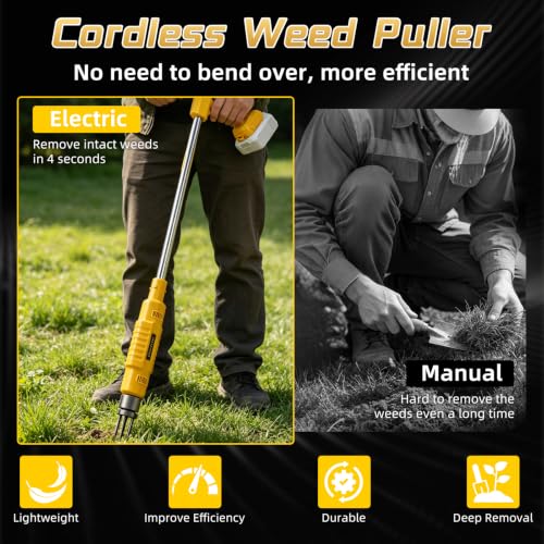 Cordless Weed Puller Tool for Dewalt 20V Battery (No Battery)