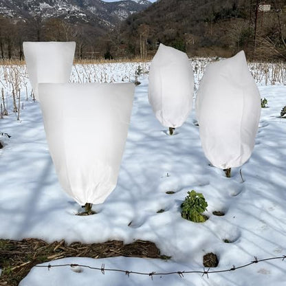 2 Pack Plant Covers Freeze Protection for Winter, 31.5''×23.6'' Frost Cloths for Outdoor Plants Cold Weather Blankets with Drawstrings - size: 31.5''×23.6'' (S, 2 Pack)