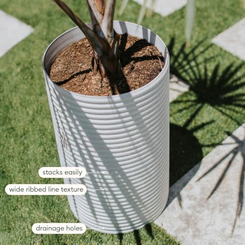 Veradek Mod Series Tall Planter - Tall Outdoor Planter with Shelf - color: White, size: 25 inch