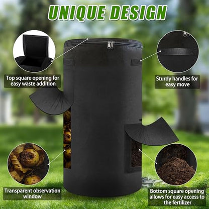 Compost Bin Outdoor with Handles Observation Windows, 34 Gallon