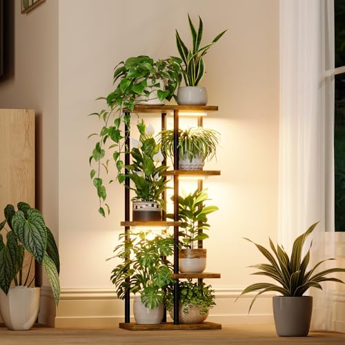 Bamworld Indoor Plant Stand with Grow Light Corner 5Tier - style: 5 Tier,Square