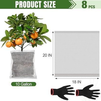8 PCS 10 Gallon Root Guard Gopher Proof Wire Baskets, Stainless Steel Gophers Moles Voles Proof Mesh Baskets, Underground Cages for Protecting Plant Roots, Trees, Flowers, Crops, Tubers - size: 10 Gallon X 8 PCS
