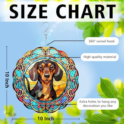 Dachshund Yard and Garden Wind Spinner, Unique 3D Hanging Dachshund Wind Spinner - color: Dachshund