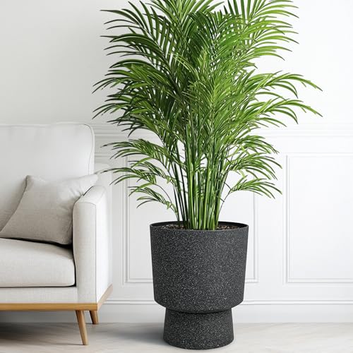 Autodaya 16.8" Urn-Style Planters Set of 2, Black Terrazzo Pedestal - color: 16.8"h-black Terrazzo
