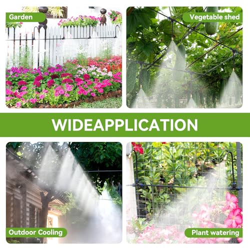 Drip Irrigation System Kit 60ft Garden Watering Misting System - size: 60ft+12pcs nozzles and connectors