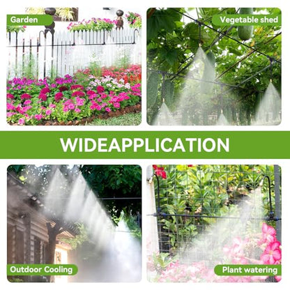 Drip Irrigation System Kit 60ft Garden Watering Misting System - size: 60ft+12pcs nozzles and connectors
