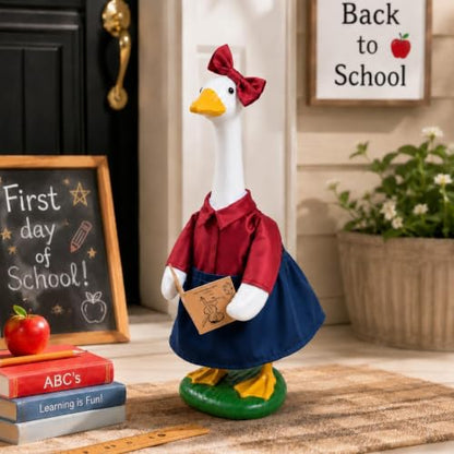 Back to School Porch Goose Outfit Teacher Costume for 23-Inch Goose Statue - color: Back to School Girl