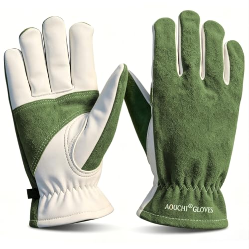 Cowhide Leather Work Gloves,Gardening,Welding Gloves for Men Green-XL - color: Green, size: X-Large