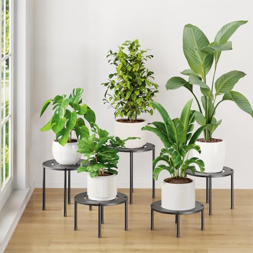 iDavosic.ly 5-Pack Metal Plant Stands for Indoor Outdoor, 10'' Small, Black - color: Black, size: 5 Packs