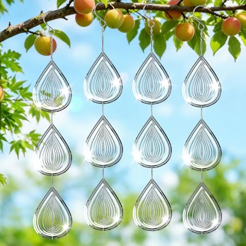 Stainless Steel Bird Deterrents for Outside, Reflective Wind Spinners