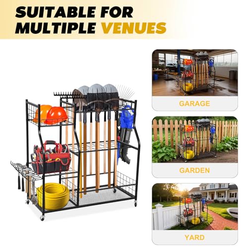 Garden Tool Organizer Rolling Cart Large Capacity Rust-Resistant Tool Cart
