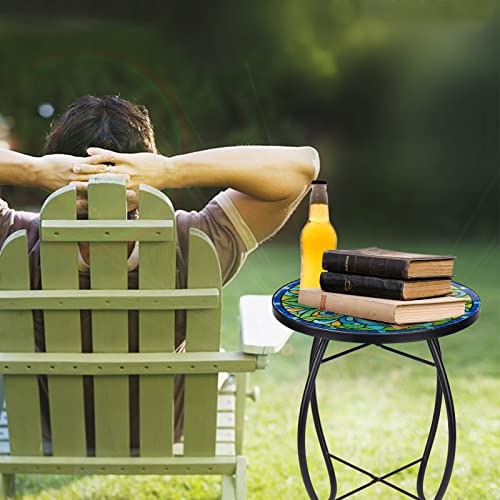 VCUTEKA Outdoor Side Table,14" Patio Accent Table Bistro Coffee End Table - color: Peacock