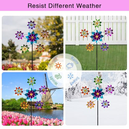 Stargarden Outdoor Kinetic Wind Spinner,Large Metal Wind Sculpture - color: Flower