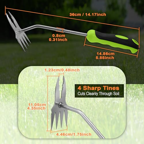 Hand Weeder Puller Tool,2 in1 Heavy Duty Stainless Steel Root Removal Tools - size: 2-PCS