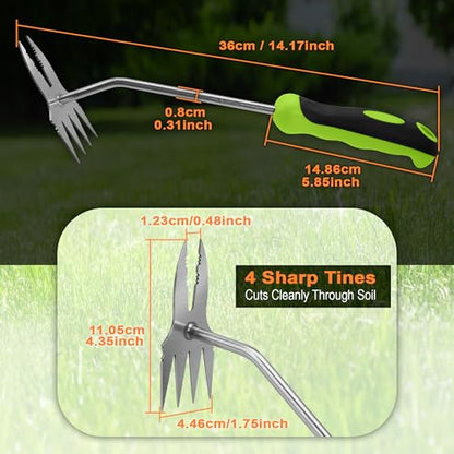 Hand Weeder Puller Tool,2 in1 Heavy Duty Stainless Steel Root Removal Tools - size: 2-PCS