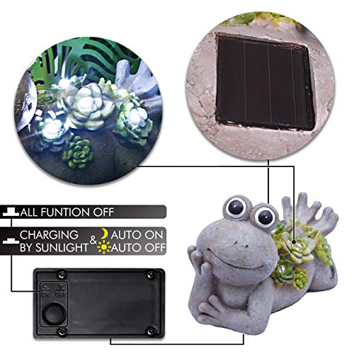 TERESA'S COLLECTIONS Cute Frog Garden Decor with Solar Light 5.5" - size: Medium