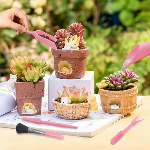 16 Pcs Mini Garden Hand Transplanting Succulent Tools Set, Miniature Planting Tool Kit, Small Gardening Tool for Indoor Succulent Bonsai, Potting, Cactus