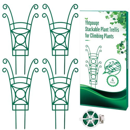 4 Pack Stackable Plant Trellis for Climbing Plants, Indoor/Outdoor Garden Trellis, Plant Support for Vine Ivy Hoya & Houseplants Flower - size: 4 Pack