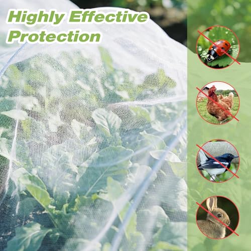 Garden Netting 5'x20' Insect Pest Barrier Bird Netting for Garden Protection,Row Cover Mesh Netting for Vegetables Fruit Trees and Plants,White - size: 5FT*20FT