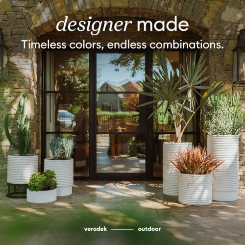 Veradek Mod Series Extra Tall Planter - Tall Outdoor Planter with Shelf - color: White, size: 29 inch - 2 Pack