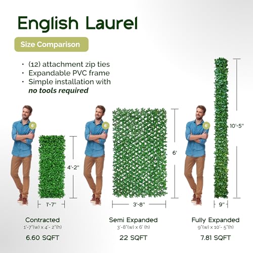 NatraHedge 20''X50'' Artificial Privacy Grass Wall Decor, Laurel Leaf - color: Laurel Leaf