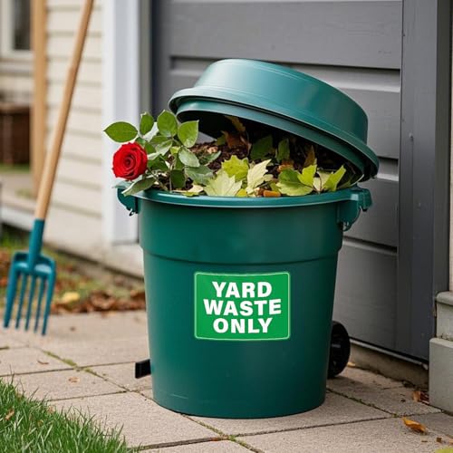 10 Pack Yard Waste Only Stickers for Trash Cans 10 × 7 Inches