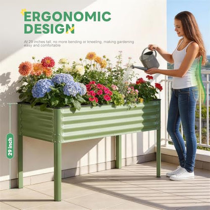 Elevated Raised Garden Bed Outdoor with Leg for Patio, 2' X 4', Green - style: Basic Green(No Casters, No Shelf)