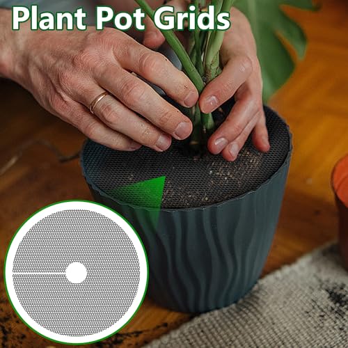 Adnee 4 Pcs Plant Pot Grids, 16" Cuttable Round Planter Pots Soil Guard - color: 4 Pcs 15.7" Round
