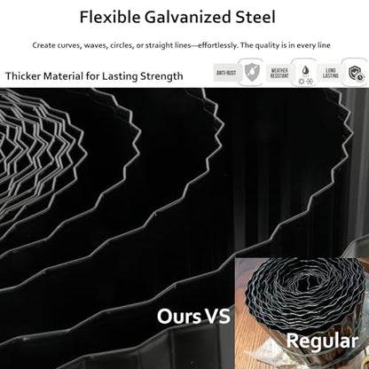 Anleolife Galvanized Steel Garden Landscape Edging Roll, 60FT x 8" Black - color: Black, size: 8 inch× 60 ft