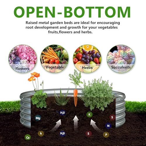 2PCS 3x3x1ft Galvanized Raised Garden Bed Kit-Round Garden Bed Outdoor Planter Box for Vegetables,Flowers,Herbs,Easy Assembly,Silver - size: 3x3x1(2PCS)