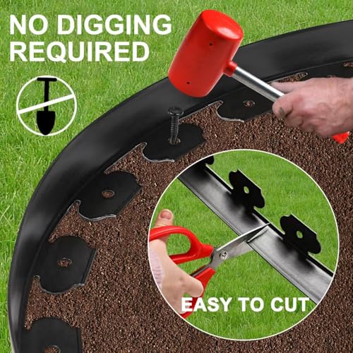 1.5 Inch x 100FT Garden Edging Border,Landscaping with 120pcs Spikes - size: 1.5IN x 100FT