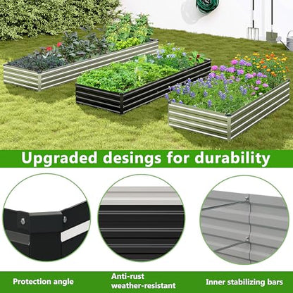 2PCS 8x4x1ft Galvanized Raised Garden Bed Kit, Galvanized Planter Raised Garden Boxes Outdoor, Large Metal Raised Garden Beds for Vegetables,Black - size: 8x4x1(2PCS), style: Black