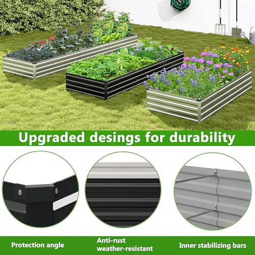 2PCS 8x4x1ft Galvanized Raised Garden Bed Kit, Galvanized Planter Raised Garden Boxes Outdoor, Large Metal Raised Garden Beds for Vegetables,Black - size: 8x4x1(2PCS), style: Black