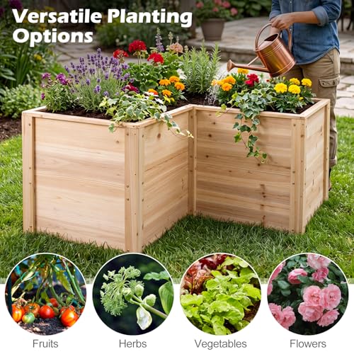 HAPPYGRILL 24.5” Wooden Raised Garden Bed with Open-Ended Base