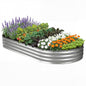 DUMOS Galvanized Raised Garden Bed, Outdoor Planter Box, 8x4x1ft - color: Silver (Oval), size: 8×4×1ft