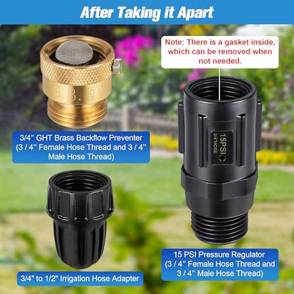 2 PC 15PSI Drip Irrigation Faucet Adapter Kit 1/2" Tubing to 3/4" Faucet