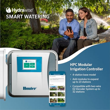 Hunter HPC400 Sprinkler Controller, 4 Zone, WiFi Smart Sprinkler Timer