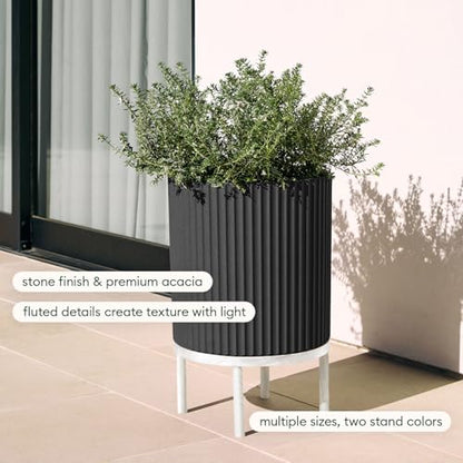 Veradek Demi Series Raised Planter - Round Planter with Stand - color: Black/White, size: 16 inch - 2 Pack