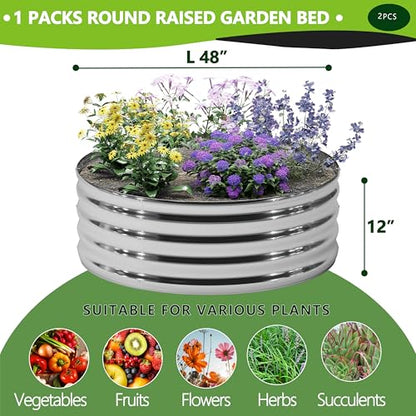 DIIYIV Galvanized Raised Garden Bed,4x4x1FT,2PCS,Silver - size: 4x4x1(2PCS)