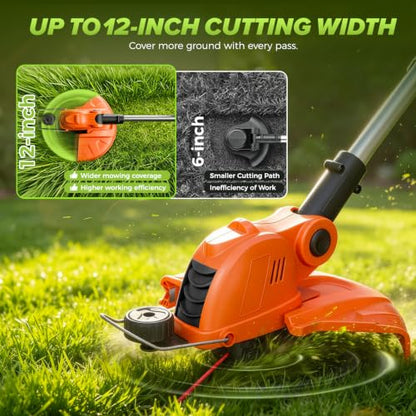 Electric Weed Wacker Eater String Trimmer Weed Whacker Battery Operated 21V - color: Orange